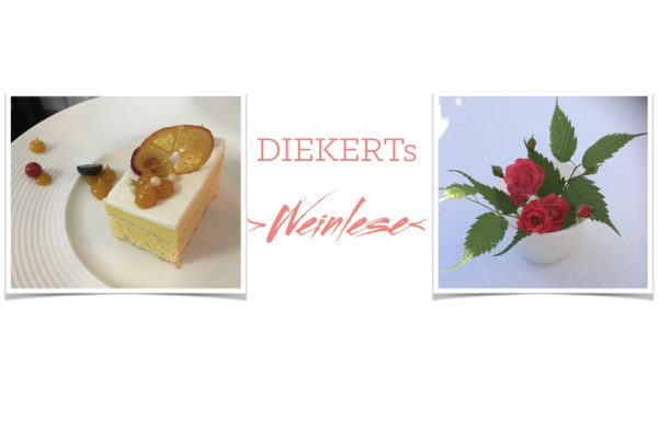 Piece of cake and flowers in a vase - Diekert's grape harvest package