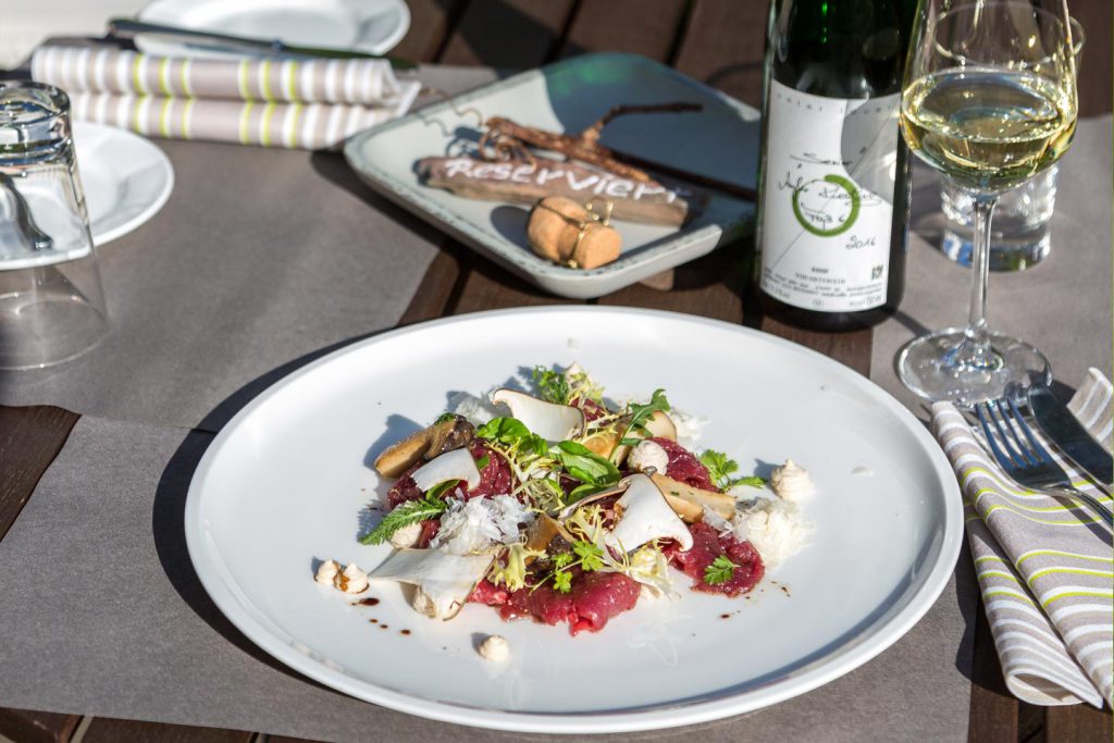 Food and wine on a table