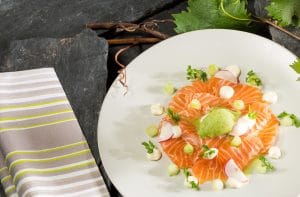 Plate of salmon with herbs