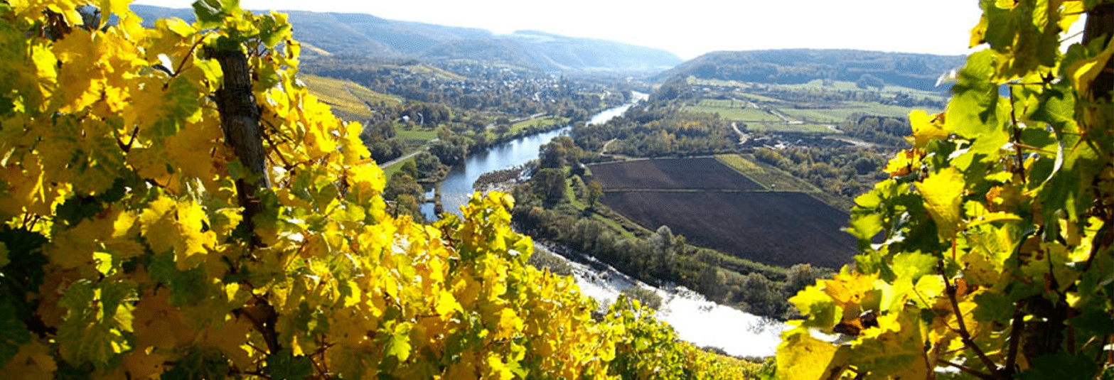 View of a lake, town, and hills