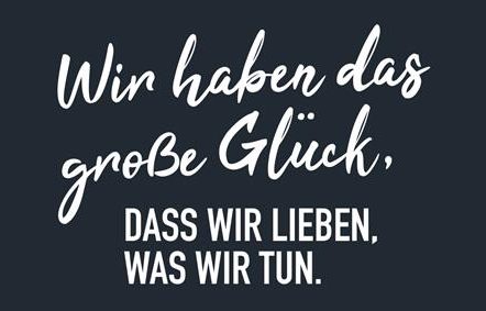 Message in German about the hotel loving what they do