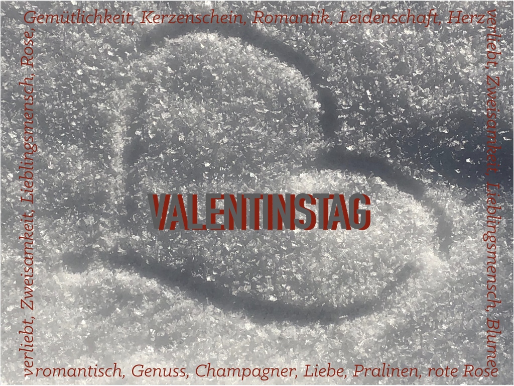 The word Valentinstag written inside a heart outline